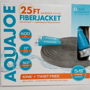 Aqua Joe FiberJacket 25 ft Flexible Hose - AJFJH25-58-PRO WEATHER + ABRASION-RES